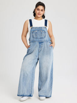 Cider - Denim Pocket Wide Leg Jumpsuit Curve & Plus