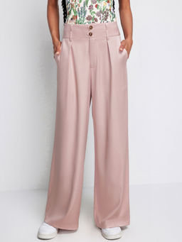 Cider - Button Mid Waist Wide Leg Pants