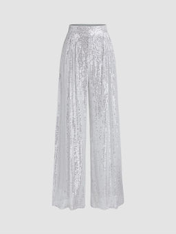 Cider - Sequins Mid Waist Straight Leg Trousers