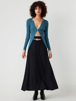 Cider - High Waist Solid Pleated Skirt