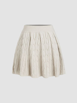 Cider - Cable Knit Middle Waist Solid Skirt