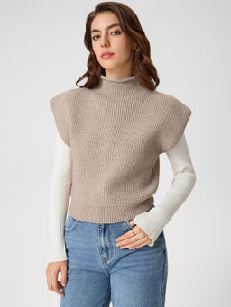 Cider - High Neck Solid Knitted Vest
