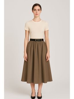 Cider - High Waist Solid Belted Skirt