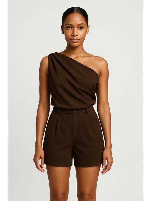 asymmetrical romper dress Womens Romper Buy Cider Asymmetrical Neck Solid Pleated Romper (M) Online this dress features a biker short 90s Fashion History: Supermodels, Color:Black/Grey
