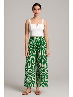 Cider - Square Neck Solid Crop Tank Top with Abstract Knotted Wide Leg Trousers