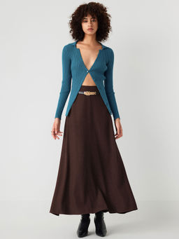 Cider - High Waist Solid Pleated Skirt