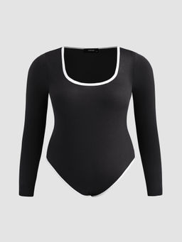 Cider - U Neckline Solid Bodysuit Curve & Plus