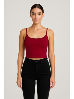 Cider - Cotton-blend Scoop Neckline Solid Adjustable Strap Cami Top