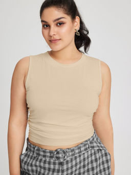 Cider - Sleeveless Ruched Crop Top Curve & Plus