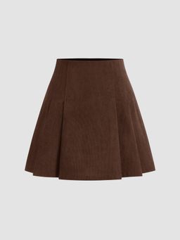 Cider - Corduroy Mid Rise Pleated Skirt