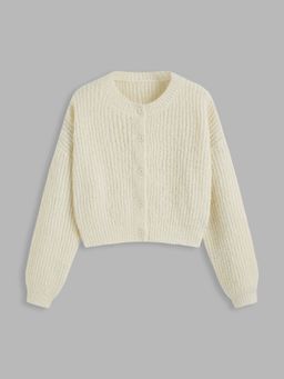 Cider - Knit Round Neckline Button Cardigan
