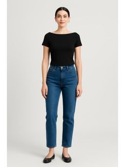 Cider - Cotton-blend Boat Neckline Solid Short Sleeve Tee