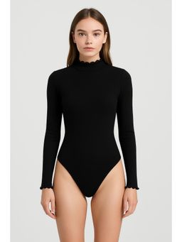 Cider - High Neck Solid Lettuce Trim Bodysuit