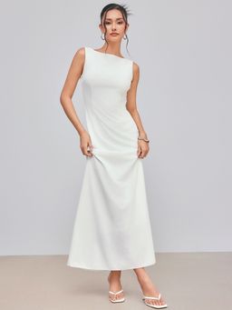 Cider - Boat Neck Solid Dress