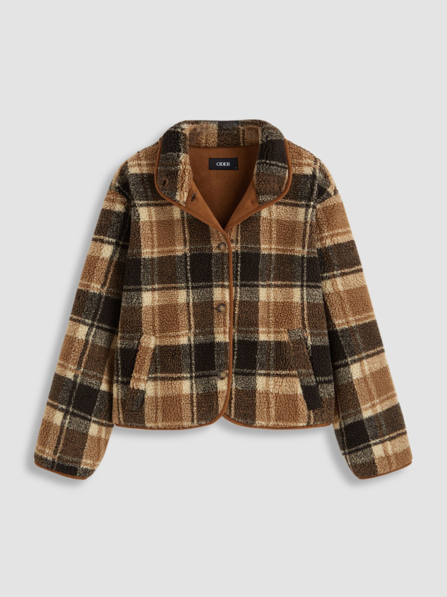 cider Plaid Teddy Fleece Jacket-picture-32