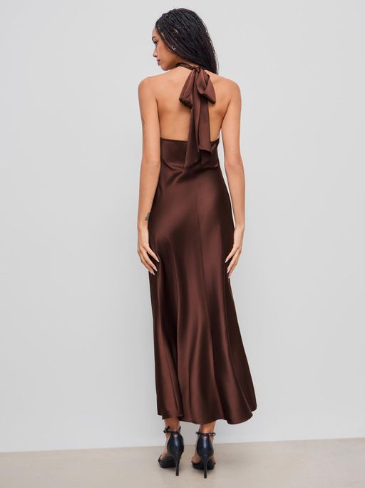 cider backless dress Buy Cider Satin Halter Neckline Backless Maxi Dress (XXS) Online
