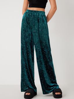 Cider - Velvet High Waist Star Elastic Waist Lounge Trousers