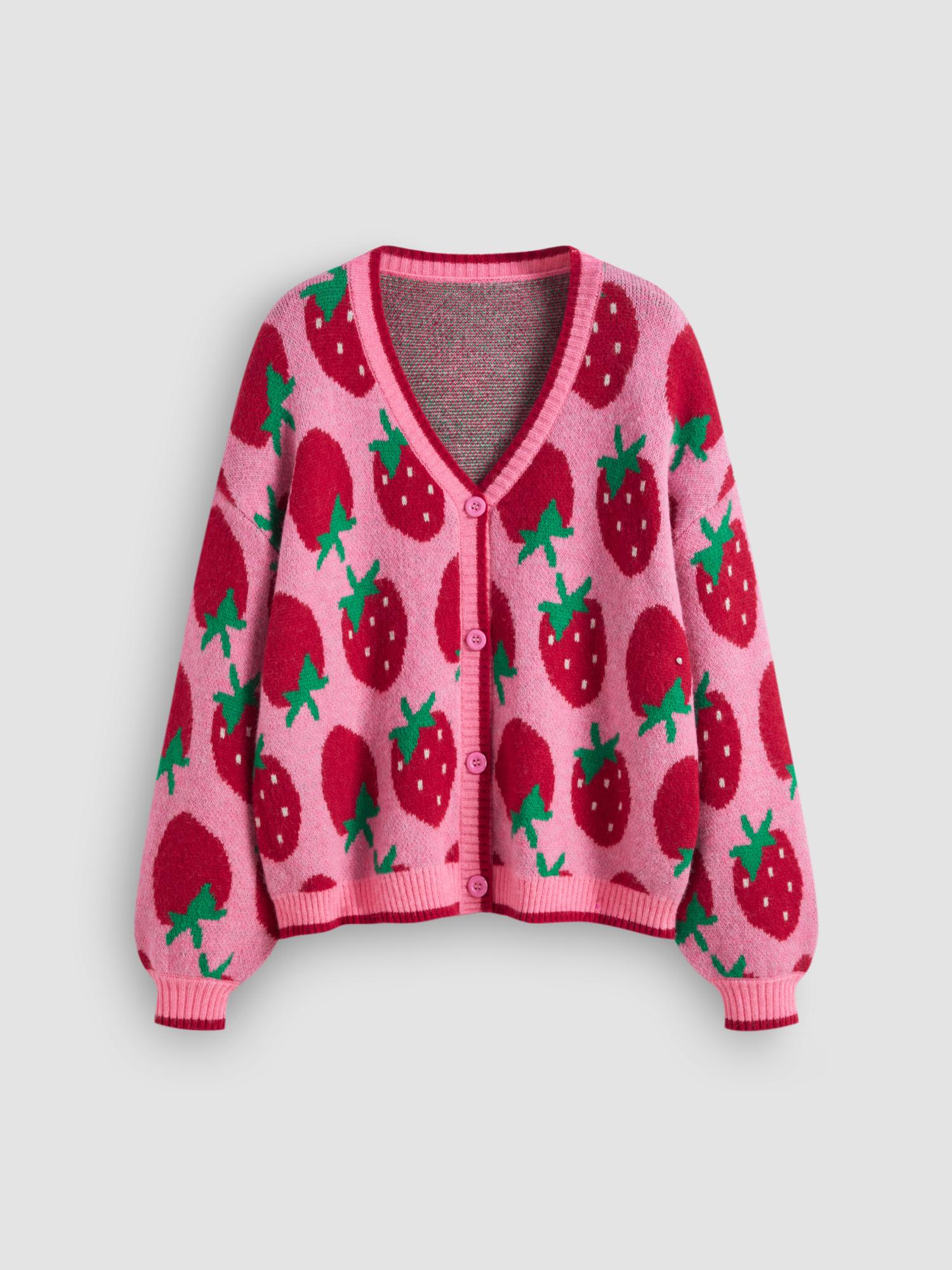 cider Knit V-neck Strawberry Oversized Cardigan-picture-44
