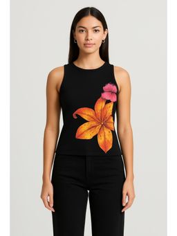 Cider - Cotton-blend Round Neckline Floral Tank Top