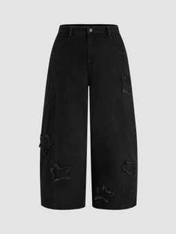 Cider - Denim Mid Rise Star Barrel-leg Jeans Curve & Plus