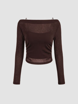 Cider - Boat Neck Long Sleeve Two-piece Top