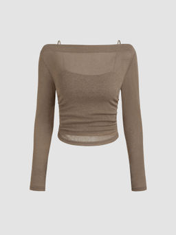 Cider - Boat Neck Long Sleeve Two-piece Top