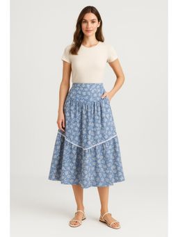 Cider - Mid Rise Floral Ruffle Skirt