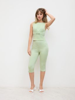 Cider - Mid Rise Gingham Ruched Capri Leggings