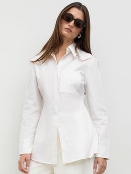 Cider - 100% Cotton Polo Button Up Ruched Shirt