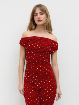 Cider - Polka Dot Ruched Top