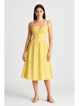 Cider - Cotton Scoop Neckline Floral Knotted Dress