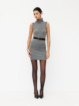 Cider - Knitted High Neck Dress With Belt