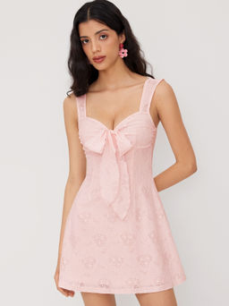 Cider - Lace Sweetheart Bowknot Cami Dress