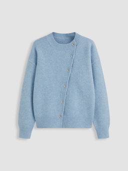 Cider - Knit Wool-blend Asymmetrical Button Up Oversized Long Sleeve Sweater