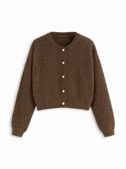 Cider - Knit Round Neckline Button Cardigan
