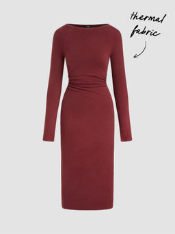 Cider - Thermal Cotton-blend Ruched Dress