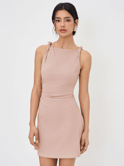 Cider - Boat Neck Twist Ruched Dress