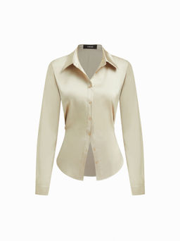 Cider - Satin Collar Long Sleeve Shirt