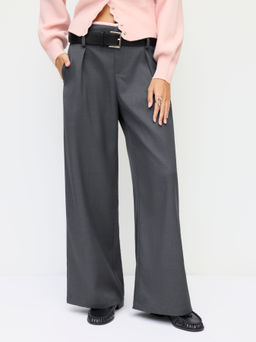 Cider - Low Rise Contrasting Binding Wide Leg Trousers With Belt