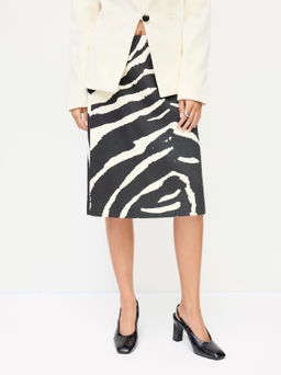 Cider - Cotton Zebra Striped Mid Rise A-line Skirt