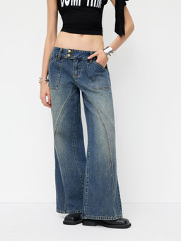 Cider - Denim Low Rise Wide Leg Jeans