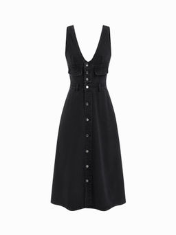 Cider - Denim V-neck Button Dress