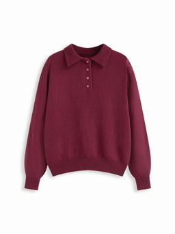 Cider - Knit Polo Solid Button Sweater