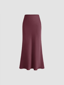 Cider - Satin Mid Rise Ruffle Bias Skirt