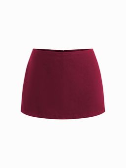 Cider - Maroon Solid Cotton Low Rise Split Skort