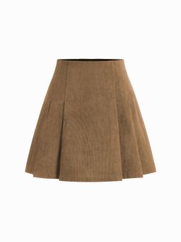 Cider - Corduroy Mid Rise Pleated Skirt
