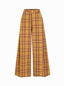 Cider - Flannel Check Button Wide Leg Trouser