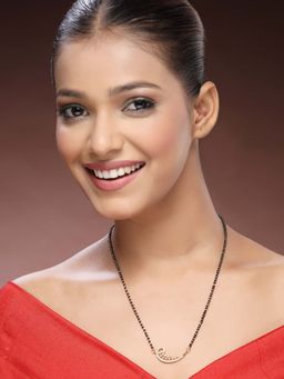 ADIVA - 18K Gold-Plated American Diamond Stone & Chic Beaded Radiant Daily Wear Mangalsutra