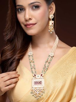 ADIVA - 22K Gold-Plated Meenakari Stone-Studded Beads Handcrafted Premium Rajwadi Jewellery Set