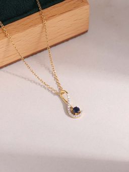 Ornate Jewels - 925 Silver 18K Gold Plated Natural Blue Sapphire Necklace for Women & Girls